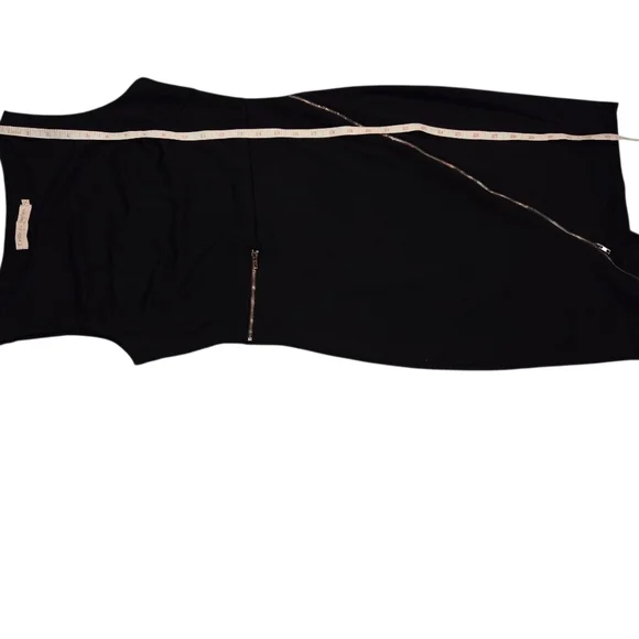 Juniors Elegant Short Black Zipper Dress with Gold Accents Size M - Picture 4 of 7